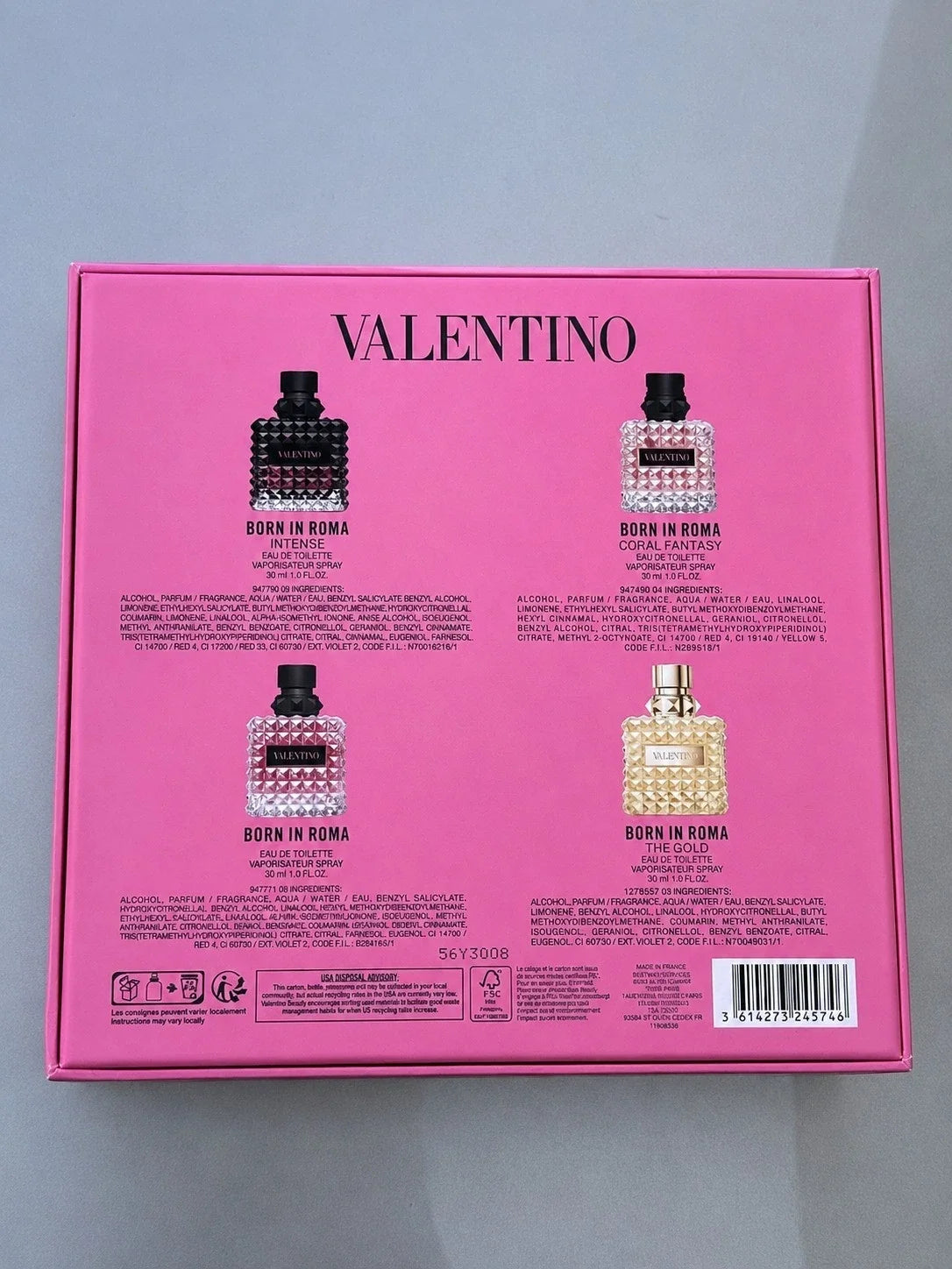 New Valentino Born In Roma Perfume Gift Set 4-Piece Mini Travel Spray Box