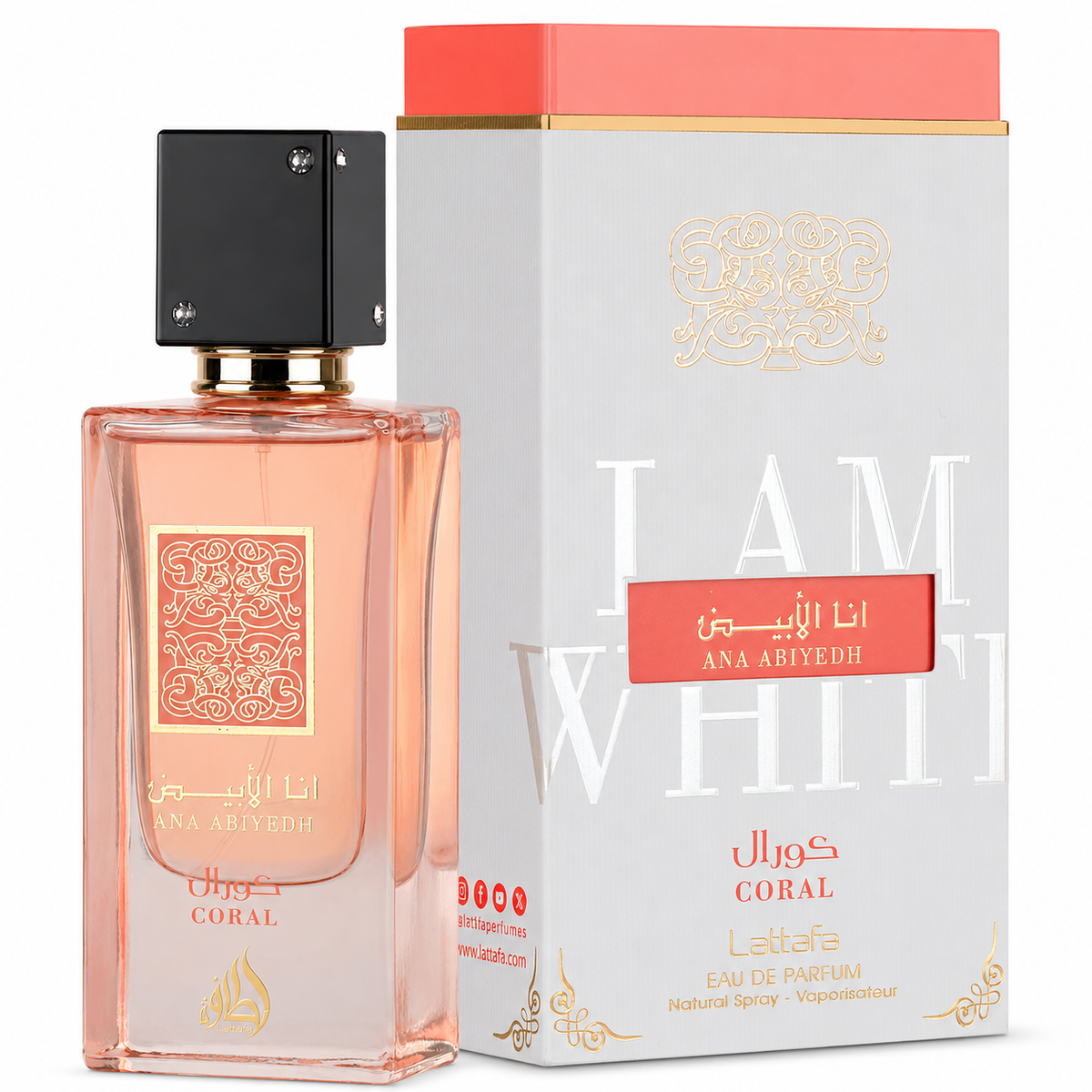 Lattafa Ana Abiyedh Coral Eau de Parfum – Luxury Fragrance – 60 ml / 2.0 Fl. oz.